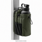 Army Green magnetic bottle bag attached to a steel post. Bag only; accessories not included.