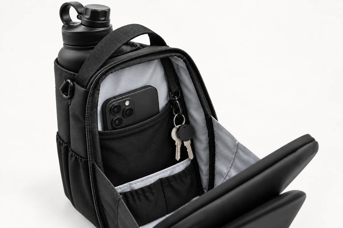 Open magnetic bag showing interior organization