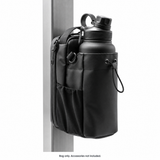 Black magnetic bottle bag attached to a steel post. Bag only; accessories not included.